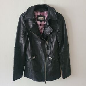 Mackage Lamb Leather Black Jacket Motorcycle Full Zip Size‎ XS